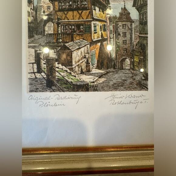 Heiner Krasser Two Original Etchings of Rothenburg Plonlein, Pencil Signed - Picture 8 of 8